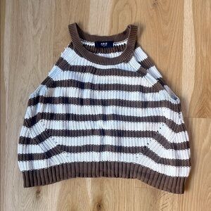 Able Brown and White Striped Knit Sweater Tank Top